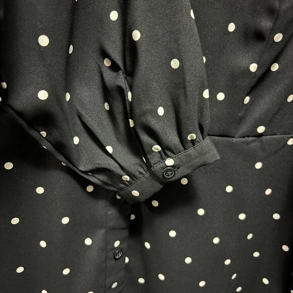 LOFT Womens  Petites Polka Dot Button-Front Dress Size 10P Black & White - Picture 5 of 9